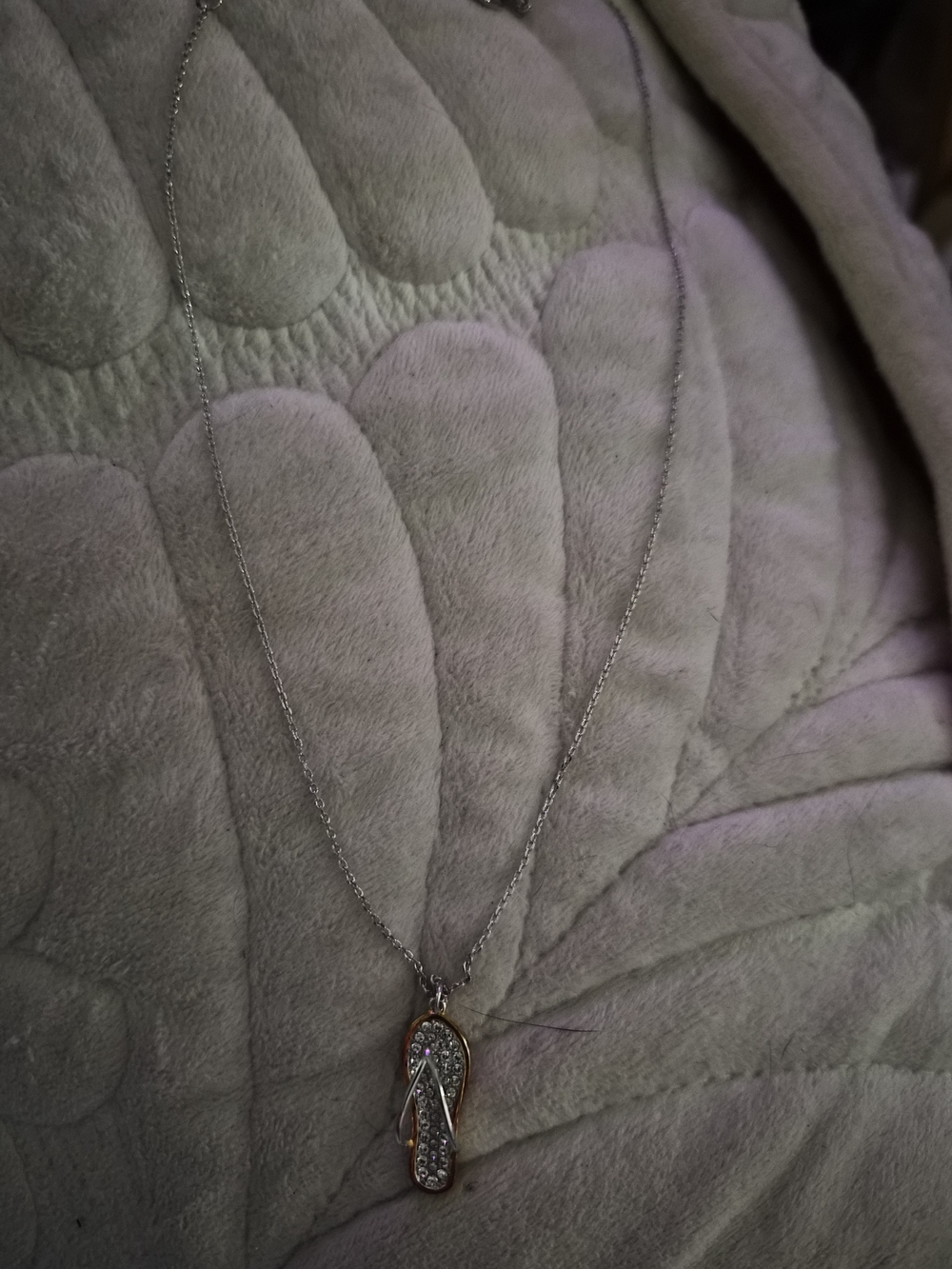 Touchstone Crystal Silver Chain Necklace with Gold Flip Flop Pendant